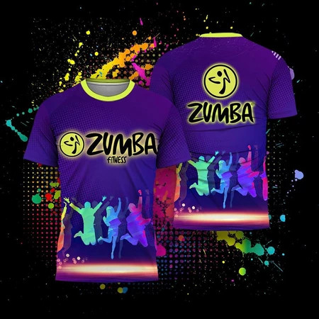 Áo thun Zumba Drifit Rainbow Fitness in màu đen cho Unisex