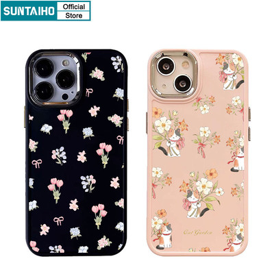Ốp Điện Thoại Suntaiho Họa Tiết Hoa Thanh Lịch Mèo Silicon Mềm Cao Cấp Chống Sốc Cho iPhone 11 12 13 14 15 16 Pro Max IP 7 8 Plus Iphon X XS XR Xs max