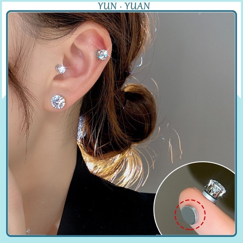 [Fr] Khuyên Tai Nam Châm Đính Đá Zircon Quyến Rũ Thời Trang Cho Nữ