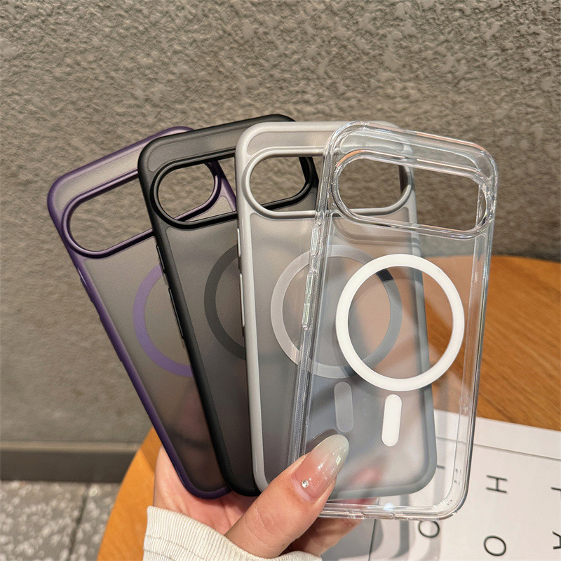 For Google Pixel 8 9 10 Pro XL Magnetic Case Soft Hybrid TPU+PC Back Case Shockproof Matte Skin Clea