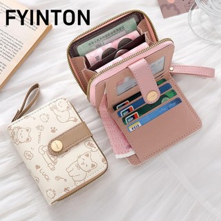 Hộp đựng thẻ ID FYINTON, Ví ngắn mèo dễ thương nhẹ, Ví nữ da PU dung tích lớn thời trang