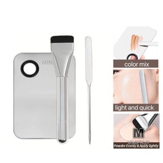 Minifrut] Bảng trộn cọ trang điểm Kem nền bằng thép không gỉ Son môi Phấn mắt Trộn bảng với thìa Dụng cụ trang điểm MỚI