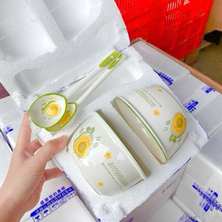  Set 2 Bát Ăn Cơm Bằng Sứ Hình con gấu - Chén Ăn Cơm Ngon Miệng Cho Bé Hoạt Hình Dễ Thương Kèm 2 Thìa BDM 