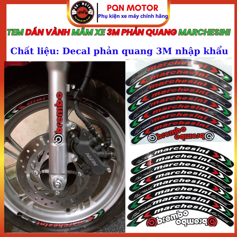 Tem Dán Vành (Mâm) MARCHESINI 3M Phản Quang Cực Chất – Bám Dính Tốt, Bền Màu, Tăng Thẩm Mỹ Xe Máy