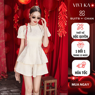 Set Đồ Tết Nữ - Set Thục áo peplum cổ bính+quần váy VKSE00481