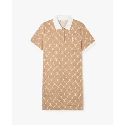MLB - Đầm polo nữ cổ bẻ tay ngắn mini Diamond Monogram Jacquard Piqué_3FOPM0443-43CAL