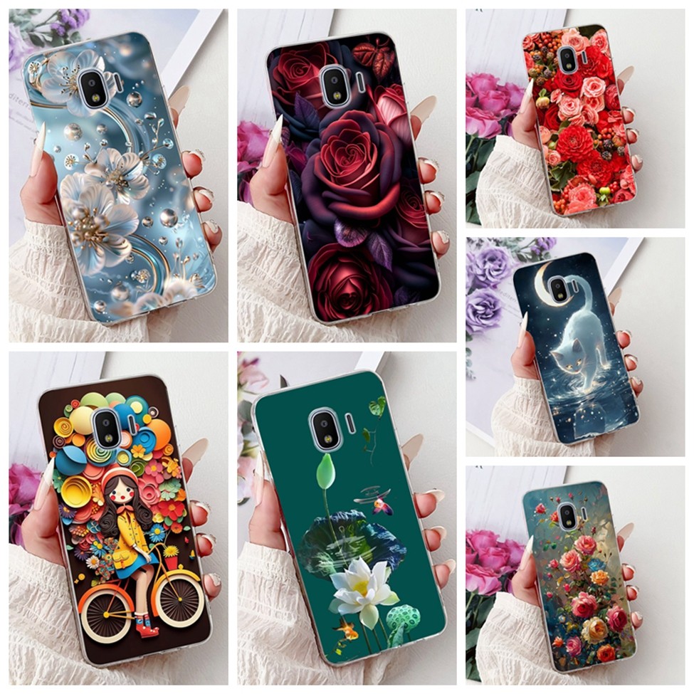 Ốp Lưng Cho Samsung J2 Pro 2018 SM-J250F Rõ Ràng Mèo Dễ Thương Thời Trang Hoa Sơn Ốp Lưng Cho Samsun