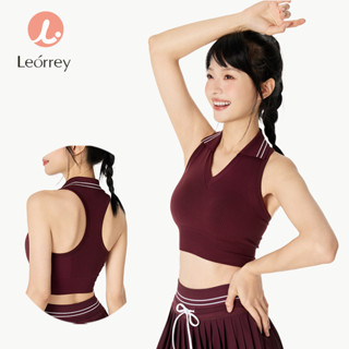 Leorrey-Trang phục áo thun polo trơn co giãn không tay tập thể dục cổ chữ V vừa vặn
