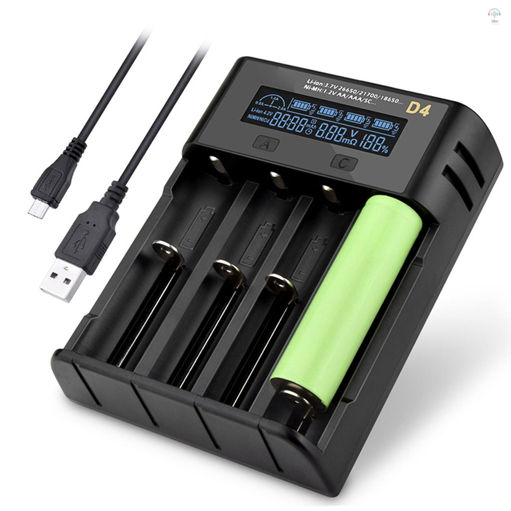 Hilivn) D4 LCD pin Lithium Sạc pin 4 khe cắm cho pin Lithium 21700 26650 Pin Lithium AA AAA Nimh