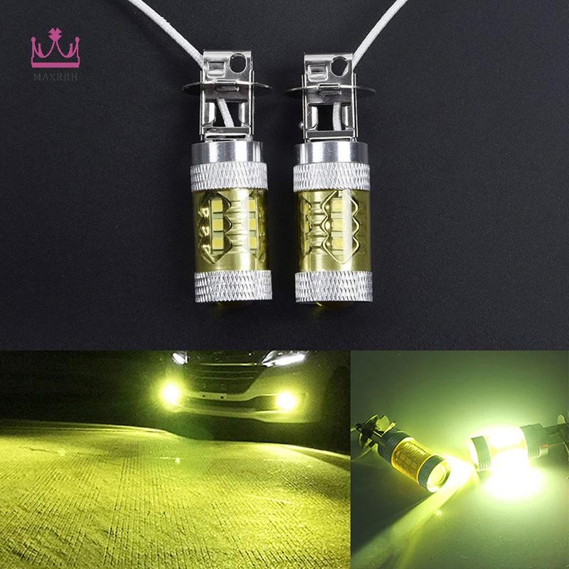 Maxrrh 2 Đèn LED Sương Mù 12-24V H3 80W 16 SMD Đèn LED Ô Tô Sương Mù Màu Vàng Cao Cấp Mới