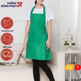 Tạp dề yếm chất liệu kaki Hàn siêu bền, cực đẹp - Màu xanh lá cây độc đáo, thiết kế basic - Bảo vệ quần áo, chống nóng