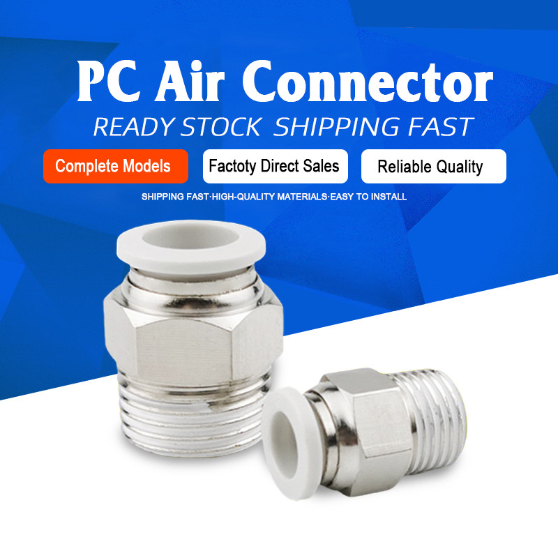 Nam Sợi PC khí nén Đầu nối không khí PC8-02 xi lanh ống khớp Ống kết nối nhanh Lắp
