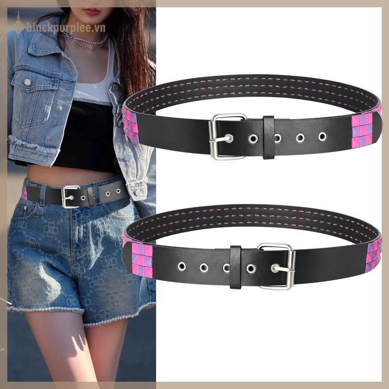 Đai đinh tán đa sắc BPURLE Thắt lưng kim loại nặng Nam Nữ Punk Hiphop Rock Style Belt Jeans Belt Y2K