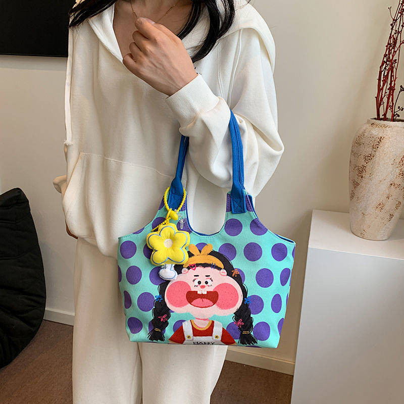 Cute Illustration Bucket Bag Graffiti Canvas Bag Handbag Cartoon Funny Shoulder Messenger Bag HlFx