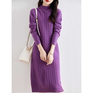  Áo Len Nữ Mùa Thu Đông 2025 Cổ Cao Nửa Hàn Quốc Rời Phù Hợp Với Đa Năng Chiều Dài Trung Bình Đầm 
