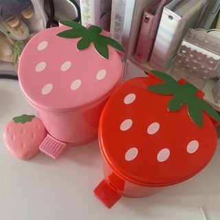 Steve Mini Để Bàn Thùng Rác Xô Sáng Tạo Dâu Bàn Đạp Lật Nhựa Thùng Rác Xe Đẩy Phòng Ngủ Lưu Trữ Xô