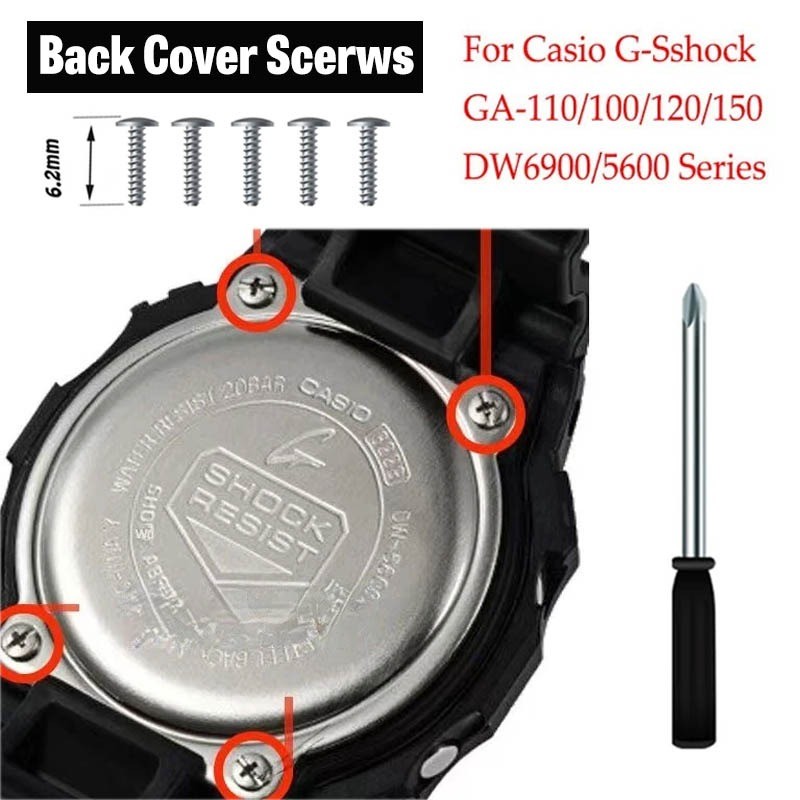 5 Chiếc Đồng Hồ Mặt Sau Vít Cho G-SHOCK GA-110 / 120 / 150 DW6900 / 5600 Vỏ Đồng Hồ Bằng Thép Không 