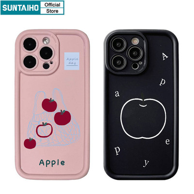 Suntaiho Đơn Giản Độc Đáo Vỏ Apple Graffiti Họa Tiết Ốp lưng Iphone 16 15 14 12 13 11 Pro Max IP 7 8 Plus Iphon X Xs XR Xs Max Silicone Mềm Cao Cấp Chống Sốc Ốp Lưng