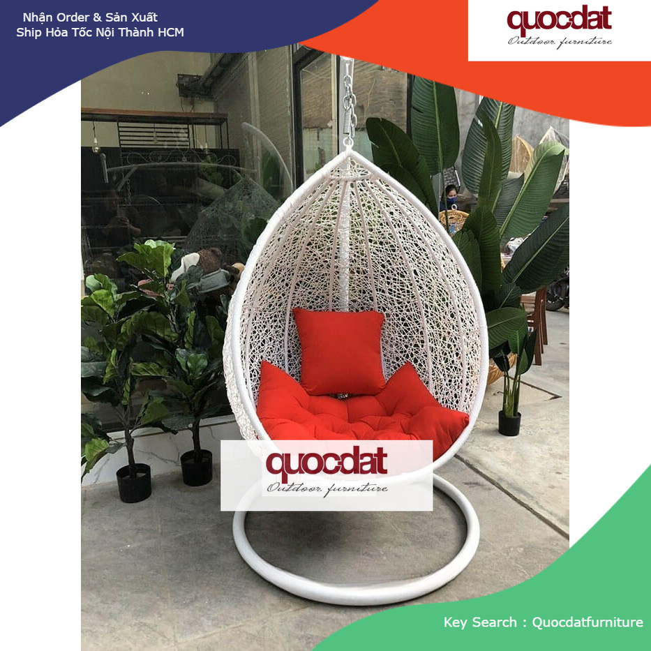 [HÀNG ĐẶT] 004 – Ghế Xích Đu Xuất Khẩu Cao Cấp, Poly Rattan Swing Chair | QuocDatFurniture