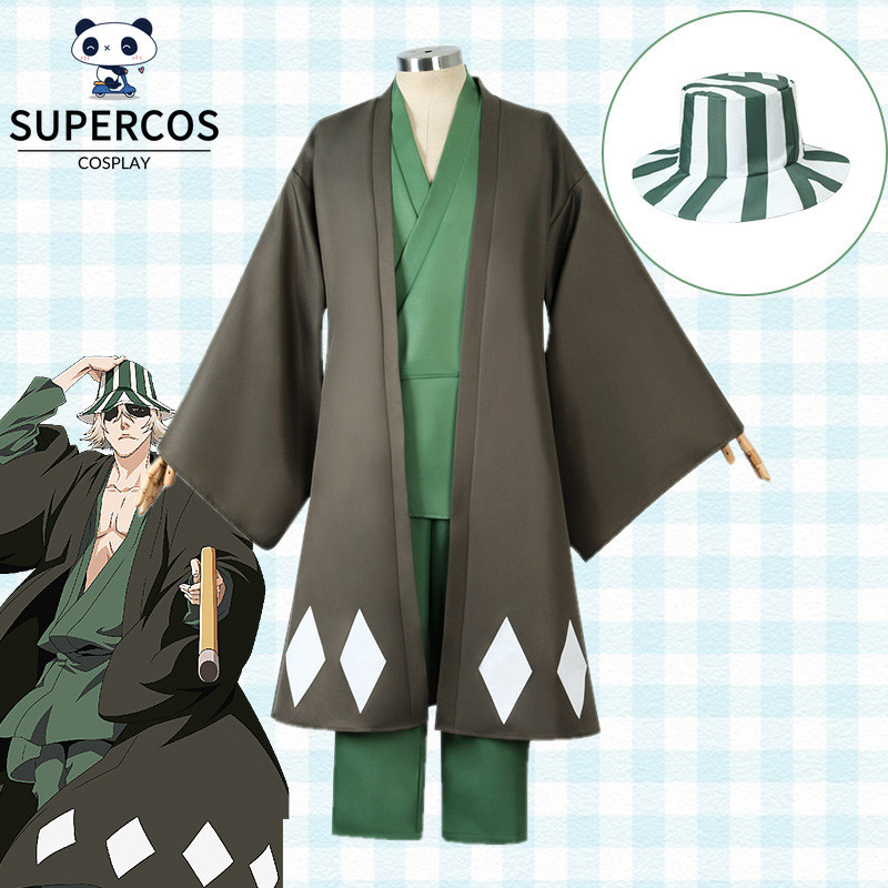 Bleach Cosplay Urahara Kisuke Trang phục xanh, kimono, mũ - Cho carnival