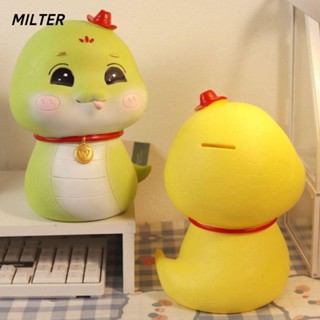 Hộp đựng tiền xu MILTER, Ngân hàng heo con rắn hoạt hình dung tích lớn, Lọ tiền rắn vàng xanh chất lượng cao Trang trí nội thất