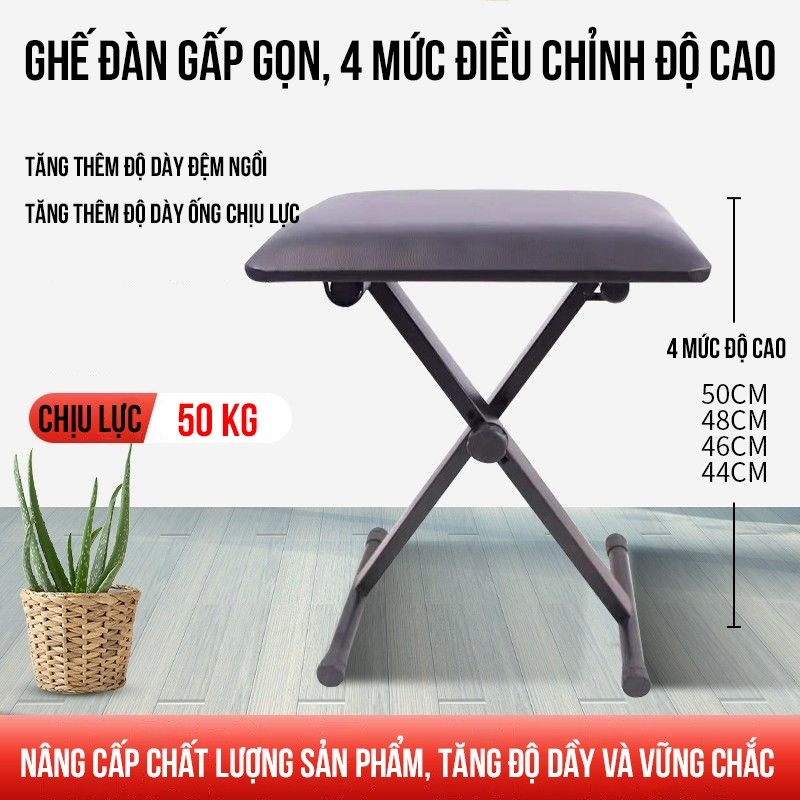 Ghế ngồi loại 1 nệm êm cho đàn piano, ghế đàn organ gấp gọn, tăng chỉnh chiều cao B20 20 b20
