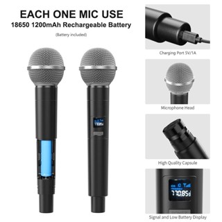  Xiaomi Micro động cầm tay kép không dây UHF Micro Karaoke có thể sạc lại cho bữa tiệc cưới Câu lạc bộ nhà thờ 