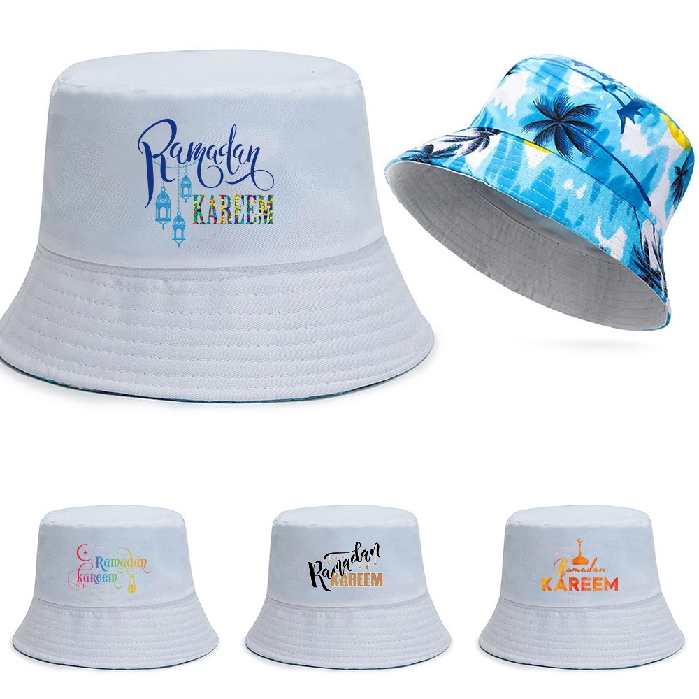 Ramadan Raya Korean Sun Protect Hats Summer Casual Beach Sun Hats Bucket Cap Muslim's Holy Month