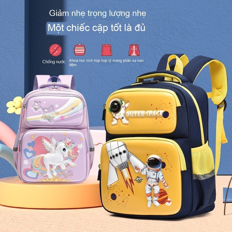Cặp sách học sinh tiểu học ba lô nam nữ lớp 1, lớp 1, lớp 3 giá trị cao ba lô cặp sách nổi tiếng trên mạng hoạt hình dễ