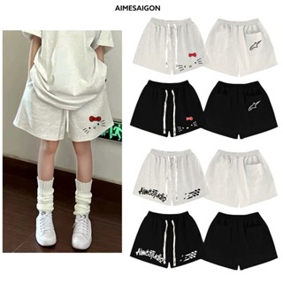 Quần Short Ngắn Nỉ 2 Da 350gsm Basic AIMÉ Form Trên Gối Cao Cấp Unisex Nam Nữ