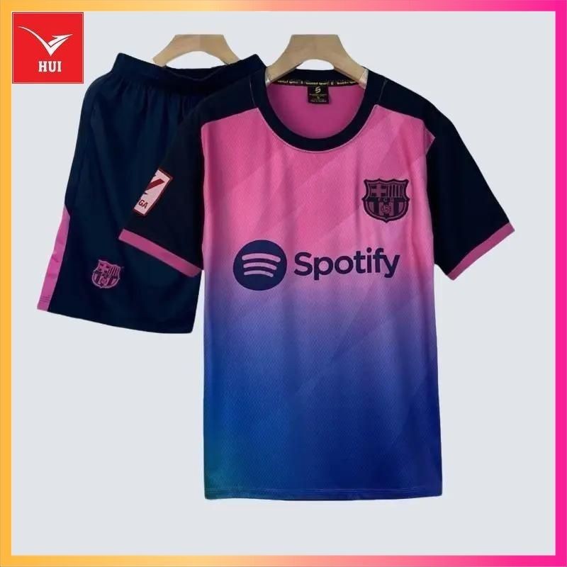 Free in - Bộ quần áo bóng đá BARCA HỒNG logo THÊU thun lạnh cao cấp. TOP, SPORT