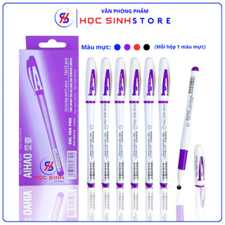 Hộp 12 Cây Bút Gel AAA Ngòi Kim 0.5mm AH-801A Nét Nhỏ, Mực Xuống Đều và Liên Tục (Mực Xanh/Tím/Đỏ/Đen) - Học Sinh Store