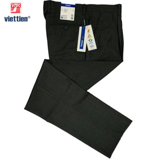 Viettien - Quần tây nam màu xám đậm có ly regular - 499K