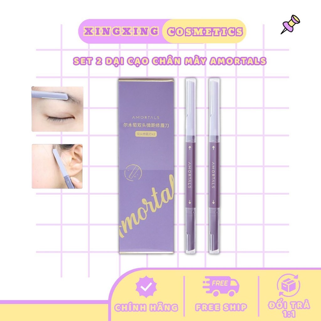 [HỎA TỐC]Amortals Dao Cạo Lông Mày 2 Đầu Amortals Tẩy Lông Mặt Tông Đơ Cắt Lông Mày Sharp Mini