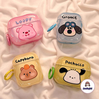 Vỏ tai nghe Capybara hoạt hình cho Airpods 1 / 2 / 3 / 4 Pro 2 Móc chống mất Tai nghe không dây Bluetooth Tai nghe Tai nghe viền sóng Vỏ bảo vệ chống sốc