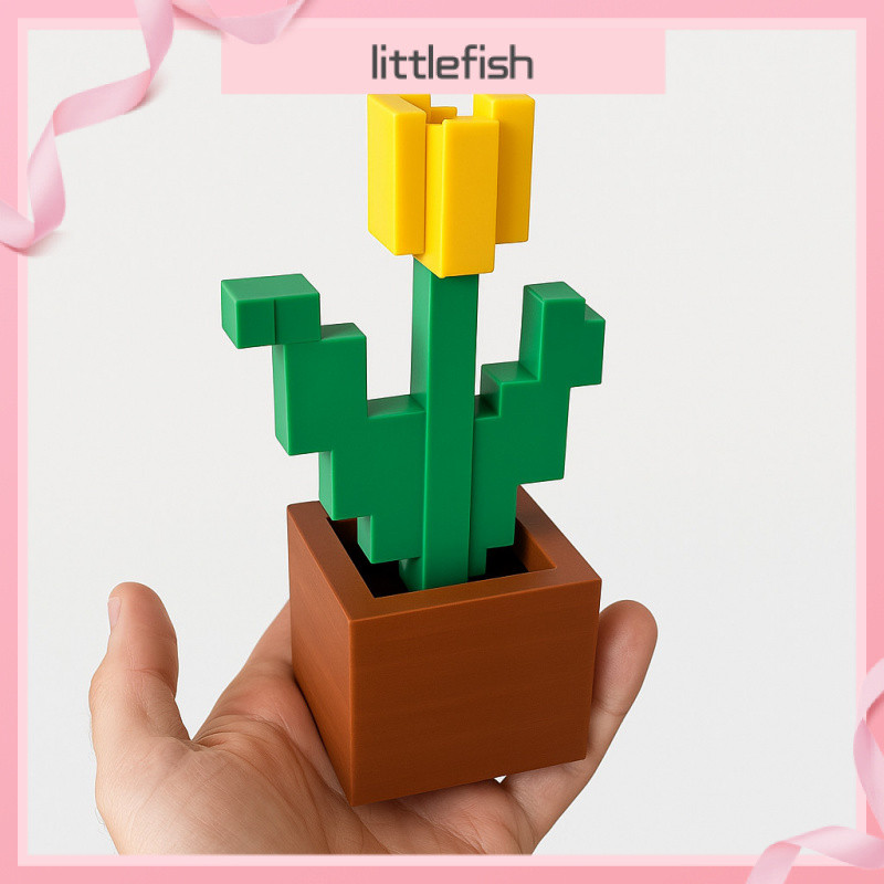 [Littlefish] MC Minecraft Tulip Rose Game Hàng hóa mô hình in 3D Trang trí Pixel Hoa bảo quản