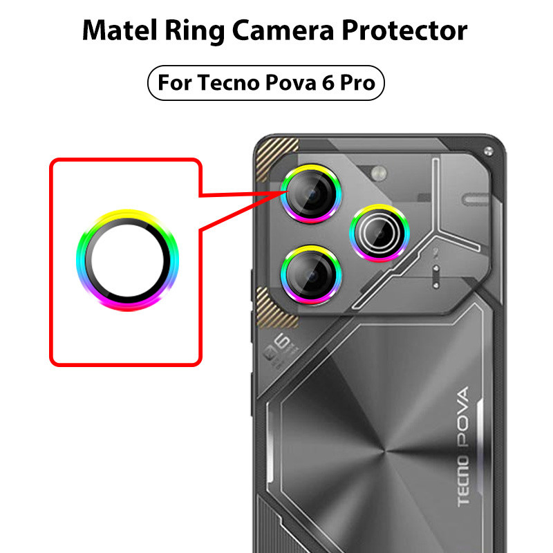 Một Bộ Bảo Vệ Camera Hợp Kim Nhôm Cho Tecno Pova 6 Pro Khung Kim Loại Ống Kính Vòng Sau Tecno Pova 6