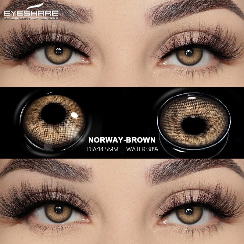 Eyeshare Norway Kính áp tròng lens mắt to lens nâu Thiết kế lens phổ biến kèm khay 1 cặp