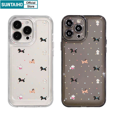Suntaiho Ngộ nghĩnh Vỏ Độc Đáo Hoạt Hình Họa Tiết Chó Ốp lưng Cho Iphone 16 15 14 13 12 11 Pro Max IP 7 8 Plus Iphon X Xs XR Xs Max TPU Mềm Cao Cấp Chống Sốc Ốp Lưng