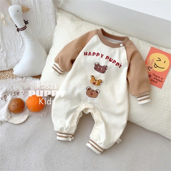 (RD521) (5-12kg) Bộ đồ liền thân dành cho em bé - Thun, Happy Puppy (Puppy Kids)