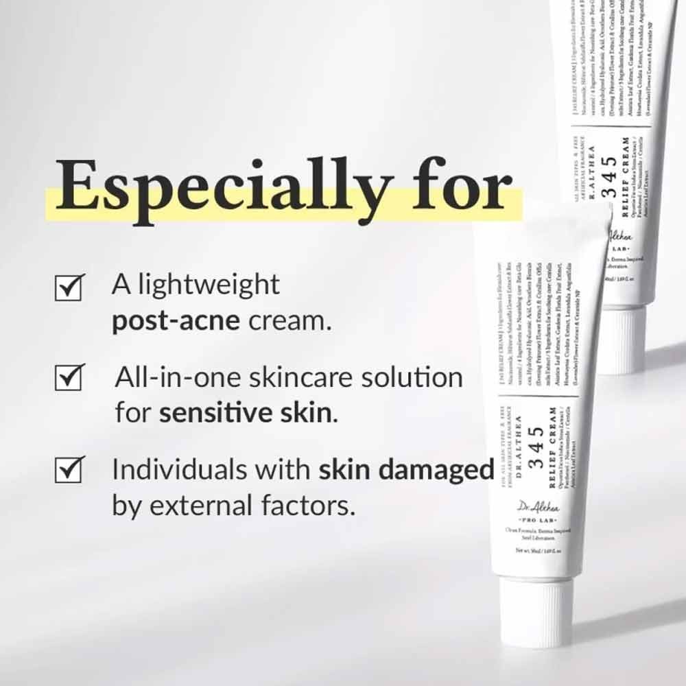 Dr.Althea 345 Relief Cream 50ml Korean Moisturizer Soothe Redness Repair Damaged Facial Skin Barrier