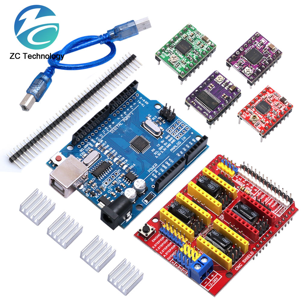 Máy khắc CNC Shield V3 Máy in 3D + Bảng mở rộng trình điều khiển A4988 DRV8825 cho Arduino + UNO R3 
