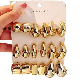 3 Cái / bộ Bộ Bông Tai Giọt Nước Vàng Đơn Giản Cho Nữ Phụ Kiện Trang Sức Thanh Lịch