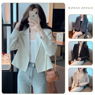 Áo vest nữ dáng ngắn croptop dài tay áo khoác blazer 2 lớp chất liệu tuyết mưa cao cấp nhiều màu mặc đi học đi làm AK18