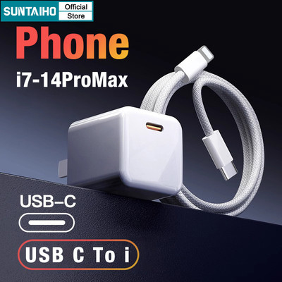 Bộ sạc Suntaiho USB c sang Type-c / Cáp bện Bộ sạc nhanh PD20W cho iPhone 16 15 14 13 12 11 Pro Max IP 7 8 Plus Iphon X Xs XR Xs Max