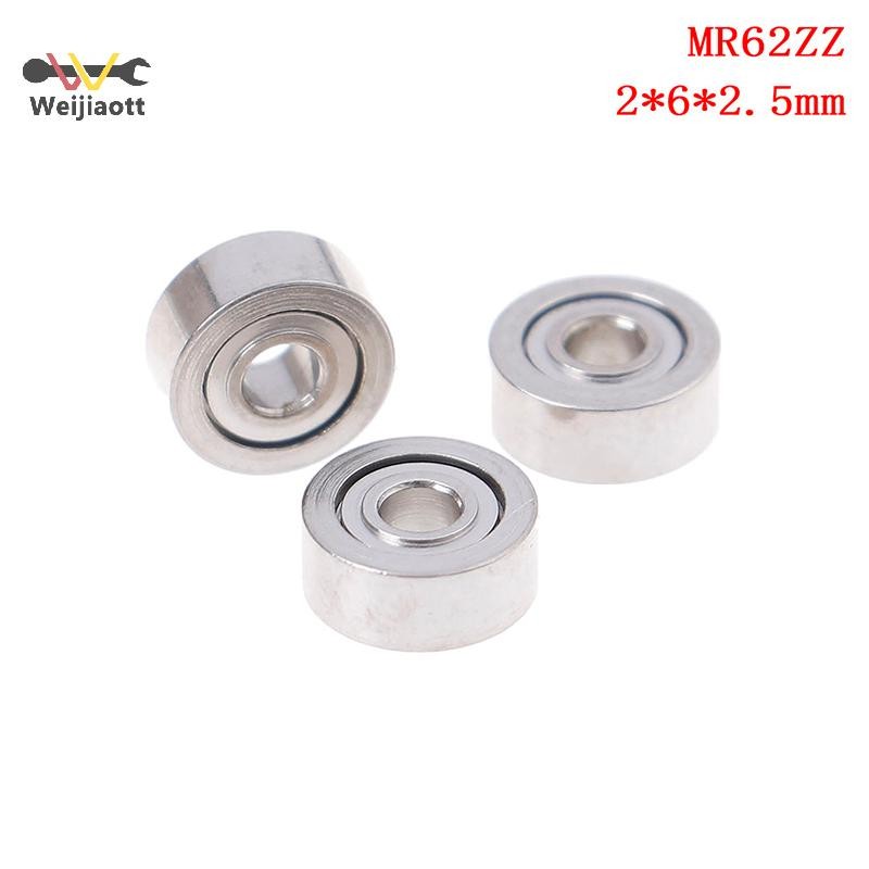 [Weijiaott] 10 Chiếc MR62ZZ (2x6x2.5mm) Vòng bi chính xác được bảo vệ bằng kim loại TH