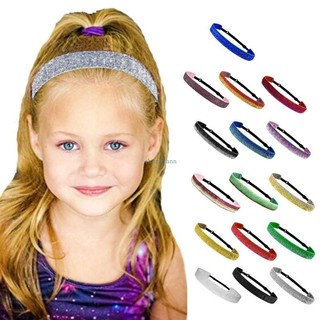 Ch * [SẴN SÀNG] Băng đô lấp lánh lấp lánh thể thao nhung-Fabric Co giãn sáng bóng Băng đô chống trượt