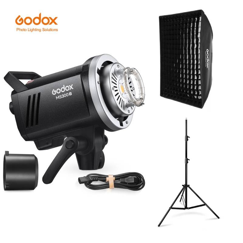 Godox-Flash Studio LED 200W MS200V 300W MS300V, Bộ thu không dây 2.4G tích hợp, Người quan sát và nh