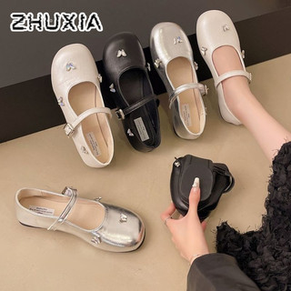 Giày Mary Jane trang trí bướm thanh lịch ZHUXIA có dây đeo khóa cho nữ