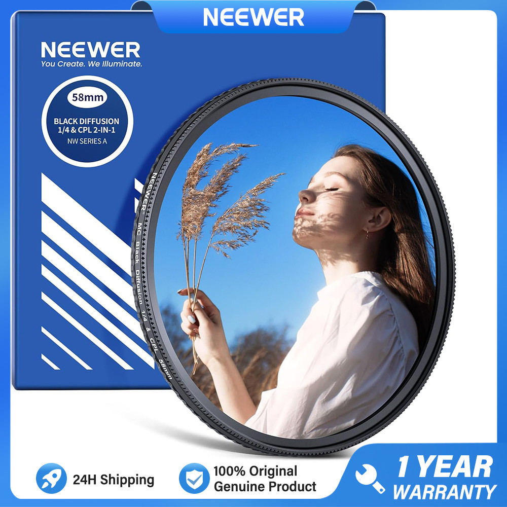 NEEWER 2 Trong 1 CPL + Bộ lọc khuếch tán màu đen 1 / 4, 58 / 67 / 72 / 82mm
